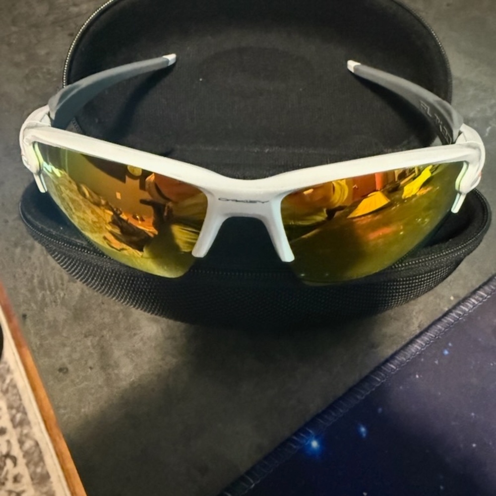 Oakley Flak 2.0 Sunglasses White Gray Orange